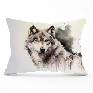 Loyal Wolf Watercolour Cushions 33cm x 48cm