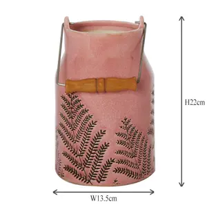 Coral Pink Fern Churn Ceramic Table Decoration Flower Vase