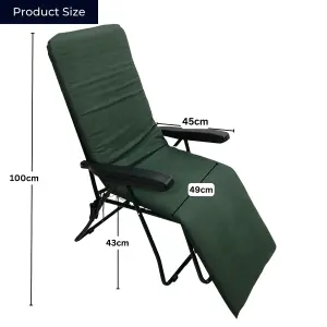 Set of 2 Padded Outdoor Garden Patio Recliner or Sun Lounger in Plain Green