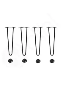 Dihl Black Hairpin Table Leg 2 Bar 400mm - Pack of 4