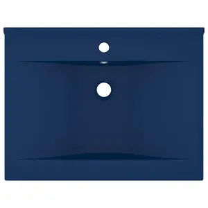 Belfry Bathroom Grenkie 600mm L x 460mm W Ceramic Rectangular Sink with Overflow Dark Blue