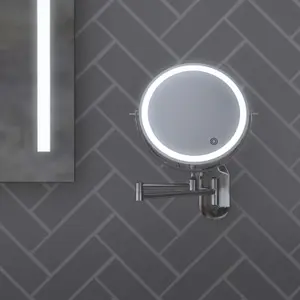 Sensio Lily Chrome effect Round Wall-mounted Bathroom & WC Illuminated Mirror (H)32cm (W)20cm