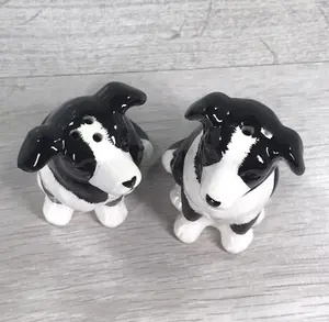 Border Collie novelty Salt and Pepper ceramic shaker set Dog lover gift box