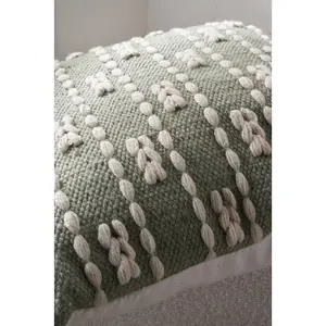 Indoor / Outdoor Striped Square Throw Cushion Green