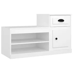 Berkfield Shoe Cabinet White 100x42x60 cm Engineered Wood