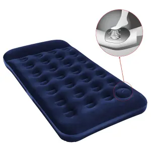 Inflatable Flocked Airbed with Built-in Foot Pump 188 x 99 x 28 cm