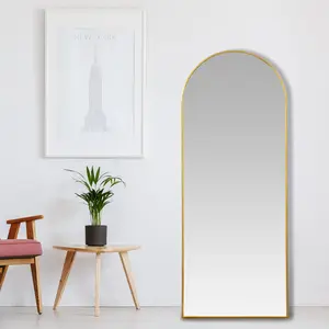 Salma Metal Flat Mirror Satin Brass / 170cm H x 61cm W