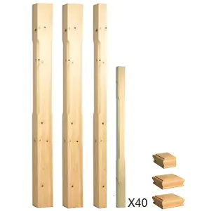 Solid Pine Complete 90mm Stop Chamfer Newel Post and 41mm Spindle Kit UK Manufactured Traditional Products Ltd