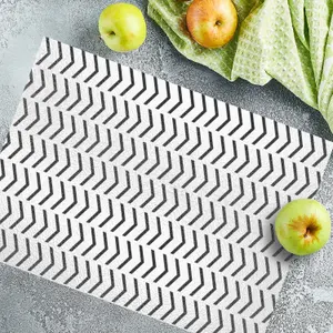 Textured Glass Chopping Board Black Herringbone Design - Large