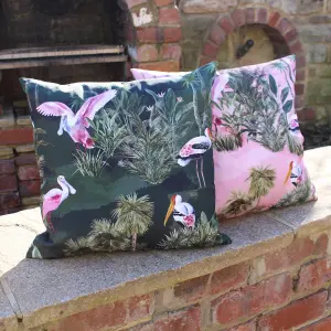 Paoletti Platalea Bird Printed UV & Water Resistant Outdoor Polyester Filled Cushion