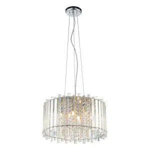 Ceiling Pendant Light Clear Crystal & Chrome Plate 5 x 28W G9 Dimmable