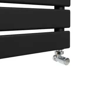 Flat Panel Towel Radiator - 1200mm x 500mm - Black