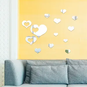 Walplus Crystal Romantic Hearts Mirror Sticker