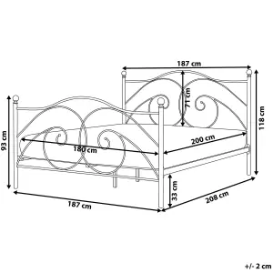 Metal EU Super King Size Bed White DINARD