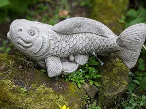 Stone Cast Koi Carp Fish Garden Ornament