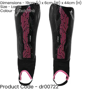 L - Football Shin Pads & Ankle Guards BLACK/PINK High Impact Slip On Leg Cover