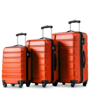 ABS Hard Shell Travel Trolley Suitcase 4 wheel Luggage Set Hand Luggage, (20 Inch, Orange)