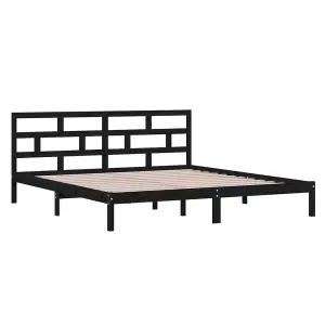 Berkfield Bed Frame Black Solid Wood Pine 140x190 cm