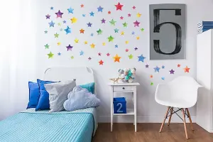 Walplus Colourful Watercolour Stars X 4 Packs Kids Sticker PVC Multicoloured