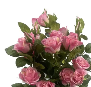 Artificial Pink Luxury Realistic Rose Bush