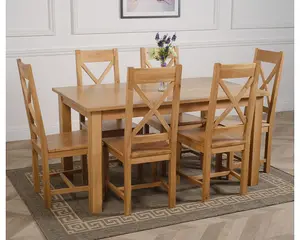 Oslo 150 x 90 cm Medium Oak Dining Table and 6 Chairs Dining Set with Berkeley Chairs