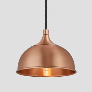 Industville Chelsea Dome Pendant, 8 Inch, Copper, Copper Holder