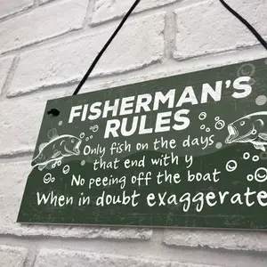 Red Ocean Funny Fishing Gifts For Men Hanging Plaque Fisherman Sign Gift For Dad Grandad Son Brother