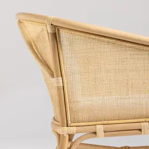 Shore Armchair White Removable Cushion Seat with a Cane Wicker Rattan Tub Frame