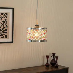 ValueLights Hadley Multi Colour Easy Fit Metal Cut Out Acrylic Jewel Drum Ceiling Light Shade - Bulb Included