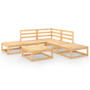 6 Piece Garden Lounge Set Solid Wood Pine