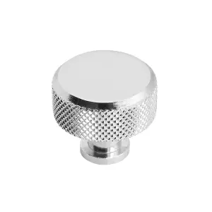 DecorAndDecor - AMELIA Polished Nickel Knurled Circular Cabinet Knob Drawer Kitchen Pull Handles - Pair