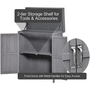 2 ft. W x 1 ft. D Solid Wood Tool Shed Grey