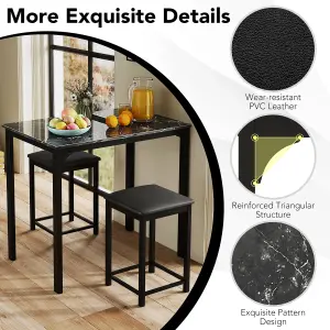 Costway 3-Piece Dining Table Set Modern Bar Table w/ 2 Upholstered Bar Stools