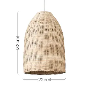 ValueLights Rattan Brown Dome Ceiling Pendant Shade and B22 GLS LED 6W Warm White 3000K Bulb