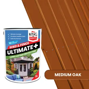 Medium Oak Fence and Shed Paint One Coat System King of Paints Ultimate+