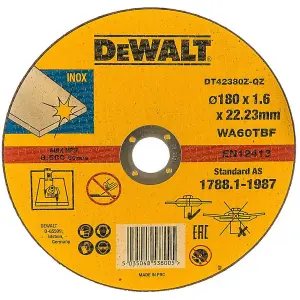 Dewalt 180mm 7" 1.6mm Thin INOX Metal Cutting Disc 22.2mm Bore Flat DCG440N x 12