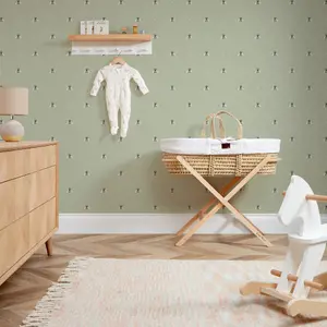 Bumble Bee Wallpaper In Sage Green