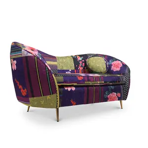 2 Seater Loveseat Small Sofa in Multicolour Patchwork Fabric