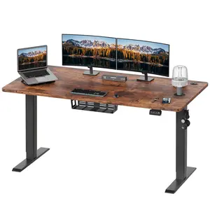 Hieronymus Electric Height Adjustable T-Shape Standing Desk Walnut / Black / 122 x 160 x 60 cm