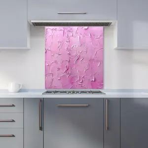 Bright Pink Textured Effect Premium Glass Kitchen Splashback W700mm x H650mm