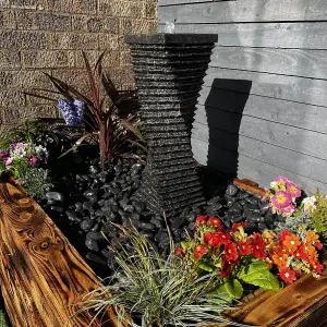 Granite Twist 60cm Natural Stone Solar Water Feature