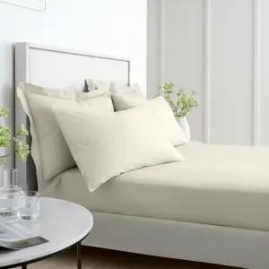 Bianca Fine Linens Bedroom 200 Thread Count Cotton Percale Fitted Sheet 32cm Depth Natural