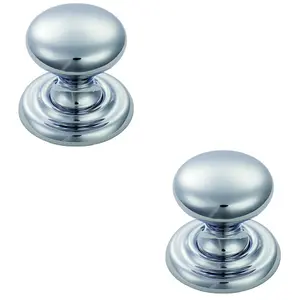 2 PACK - Tiered Mushroom Cupboard Door Knob 41mm Diameter Polished Chrome Cabinet Handle