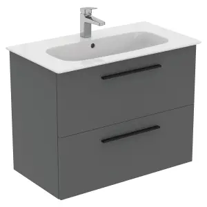 Ideal Standard i.life A Standard Matt Quartz Grey Wall-mounted Bathroom Vanity unit (H) 630mm (W) 800mm