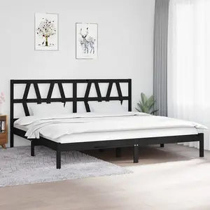 Berkfield Bed Frame Black Solid Wood Pine 200x200 cm