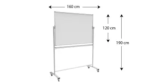 ALLboards Mobile Whiteboard Premium with Aluminium Frame 160x120cm, Mobile Revolving Magnetic Board Double-Sided Dry Erase Board