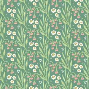 Hoopla Walls Meadow Stripe Leaf & Peony Smooth Matt Wallpaper