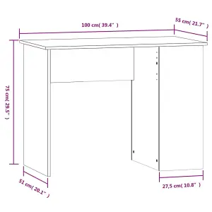 Berkfield Desk High Gloss White 100x55x75 Engineered Wood