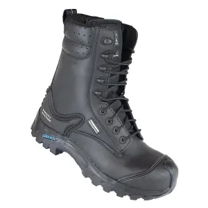 Himalayan S3 Black Leather Combat Safety Boots with Composite Toe and Midsole