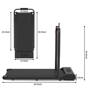 2 in 1 Folding Treadmill, Under Desk Electric Treadmill, Walking and Jogging for Home&Office(Black)